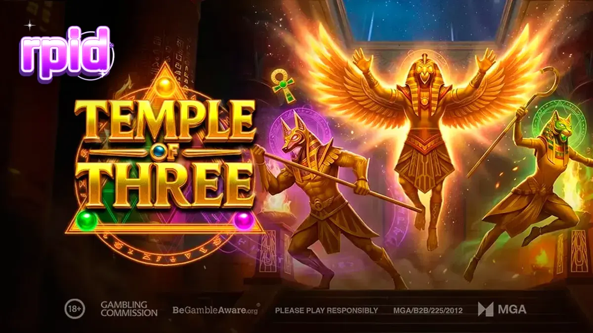 Tampilan visual slot Temple of Three dengan nuansa kuil Mesir kuno